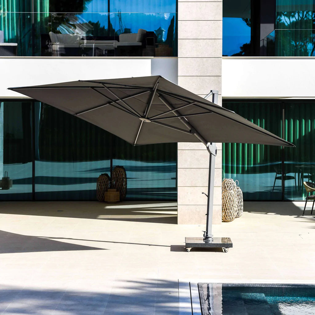 Ares 3m Square - Cantilever Parasol With LED Lights - Charcoal