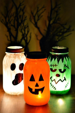 painted jars for halloween decor