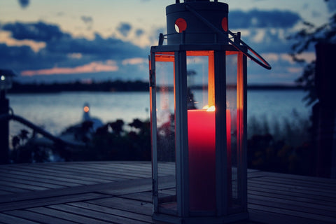 lantern with a candle in it