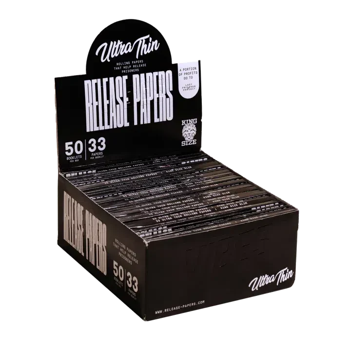 Vibes King Size Ultra Thin Release Papers - 33 Sheets Per Pack - (50 Count Display)