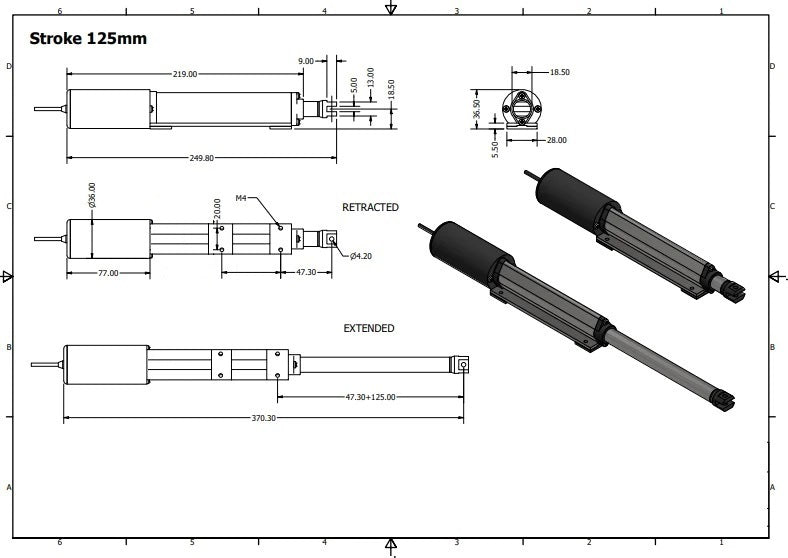 micro linear actuator dimensions