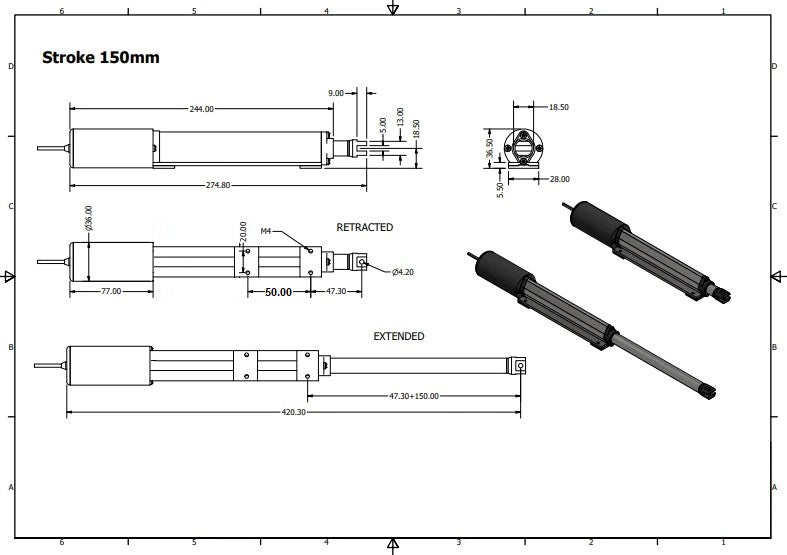 micro linear actuator dimensions