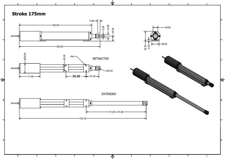 micro linear actuator dimensions