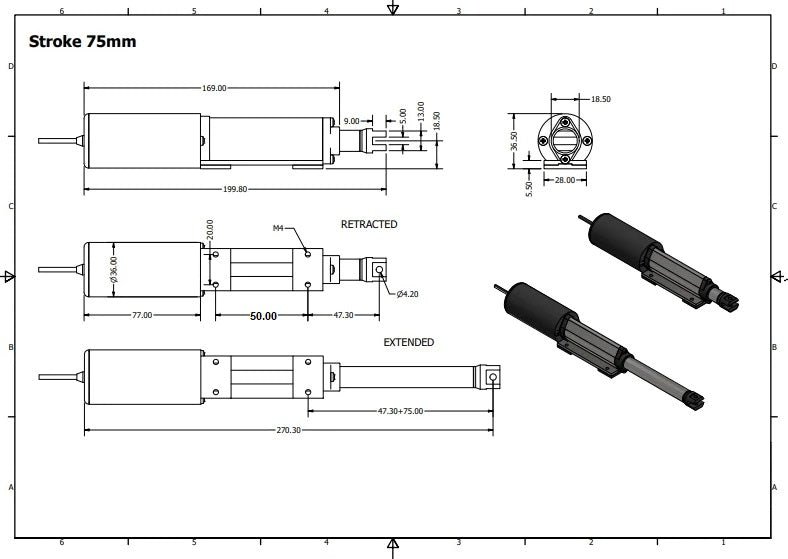 micro linear actuator dimensions