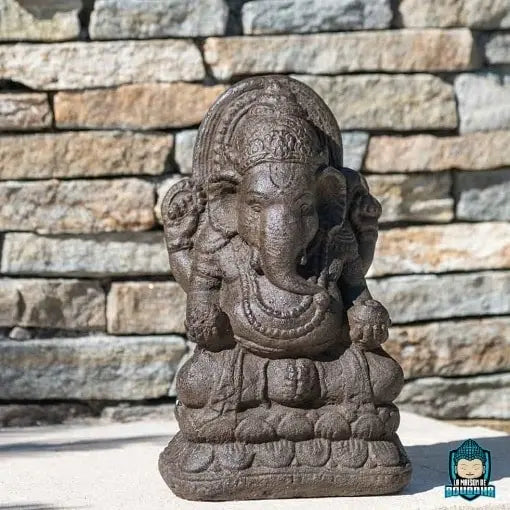 Dzambala Statue de jardin en pierre à suspendre | Ornement oriental Ganesh