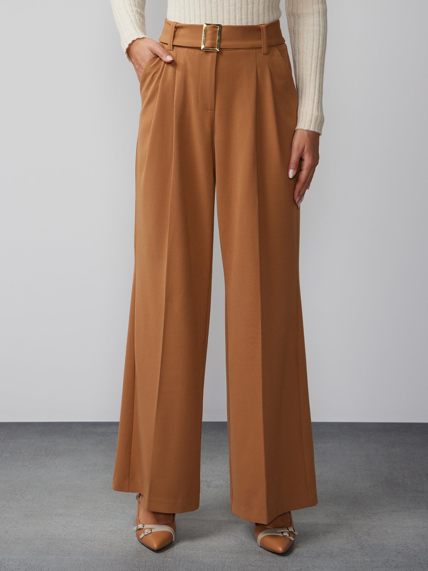 Essential Stretch Pleated Wide Leg Pant