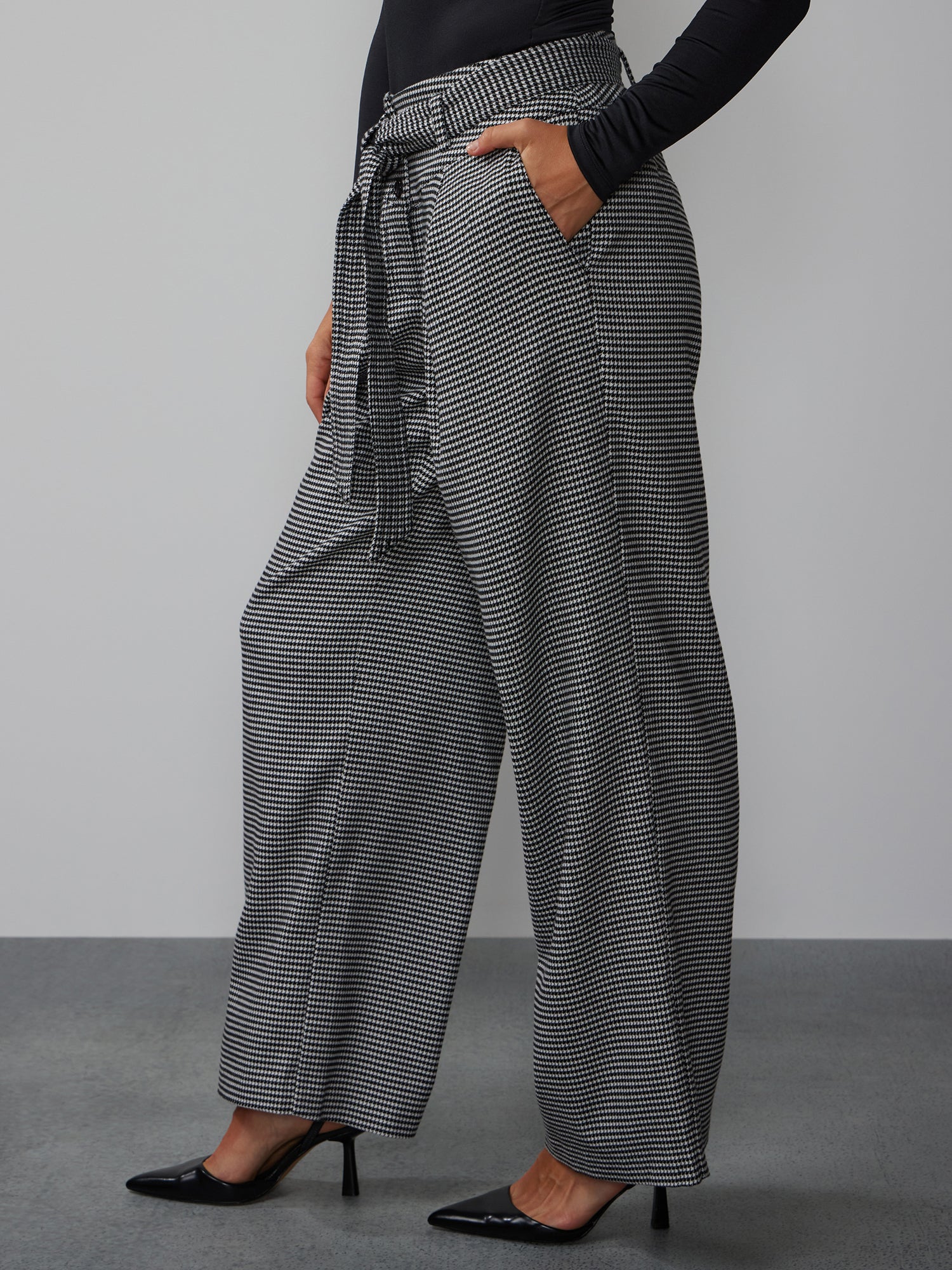 Houndstooth Print Wide Leg Pant | NY&Co