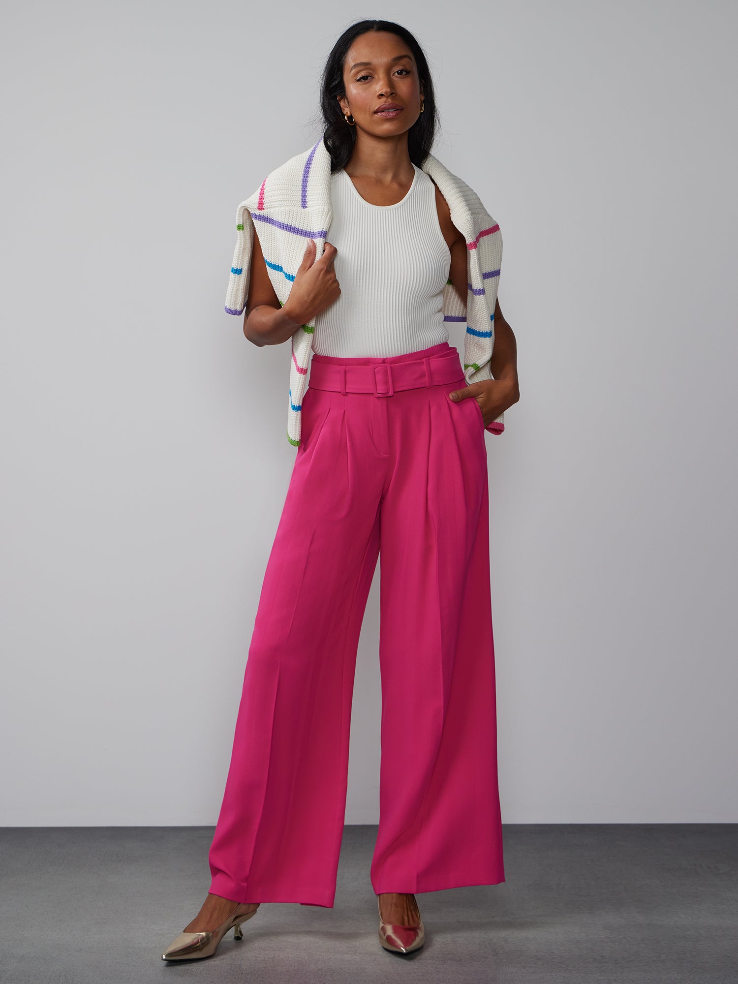 Belted Crepe Wide Leg Pant | NY&Co