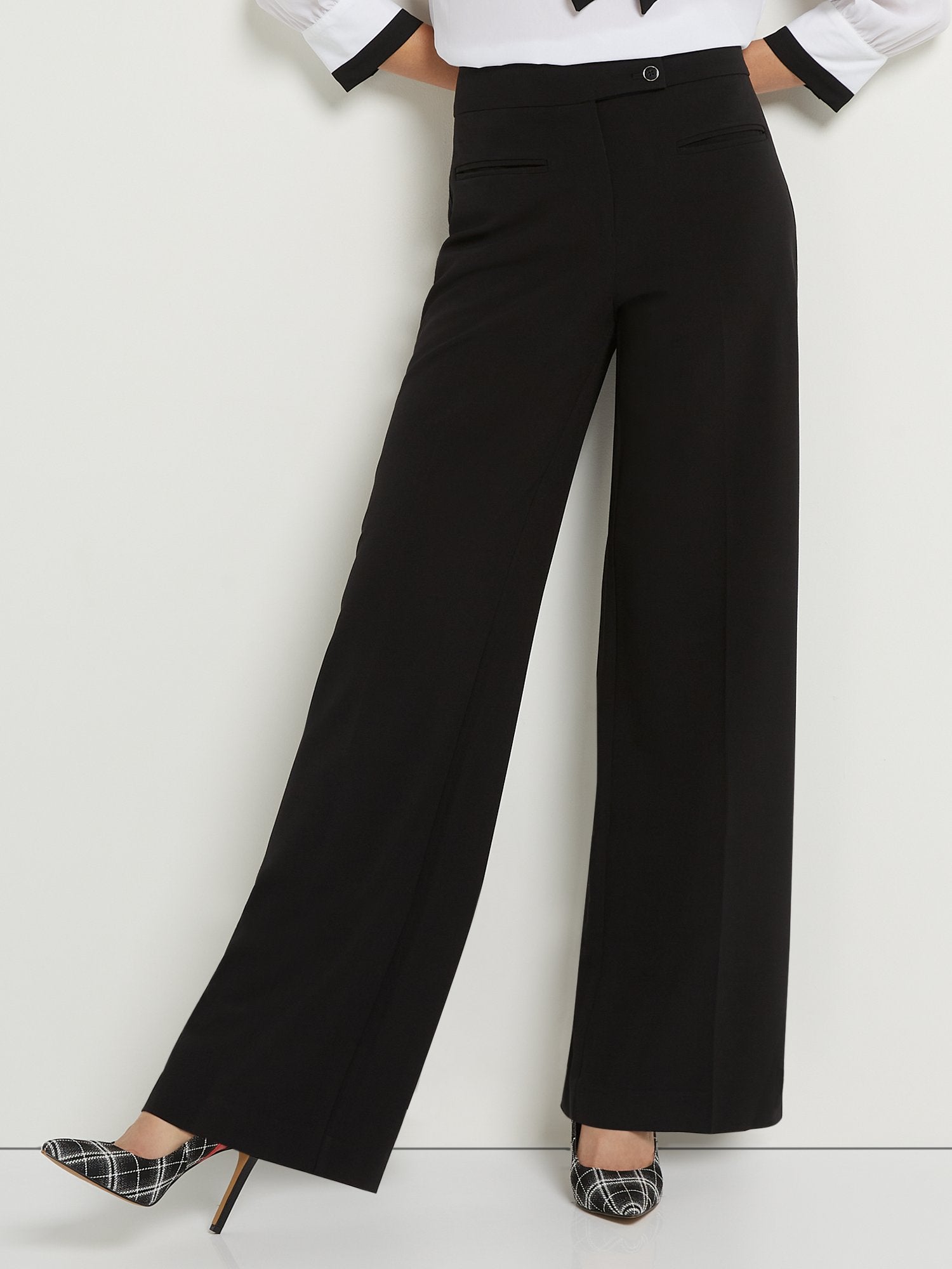 Tall Button Tab-Waist Wide-Leg Pant - Essential Stretch | NY&Co