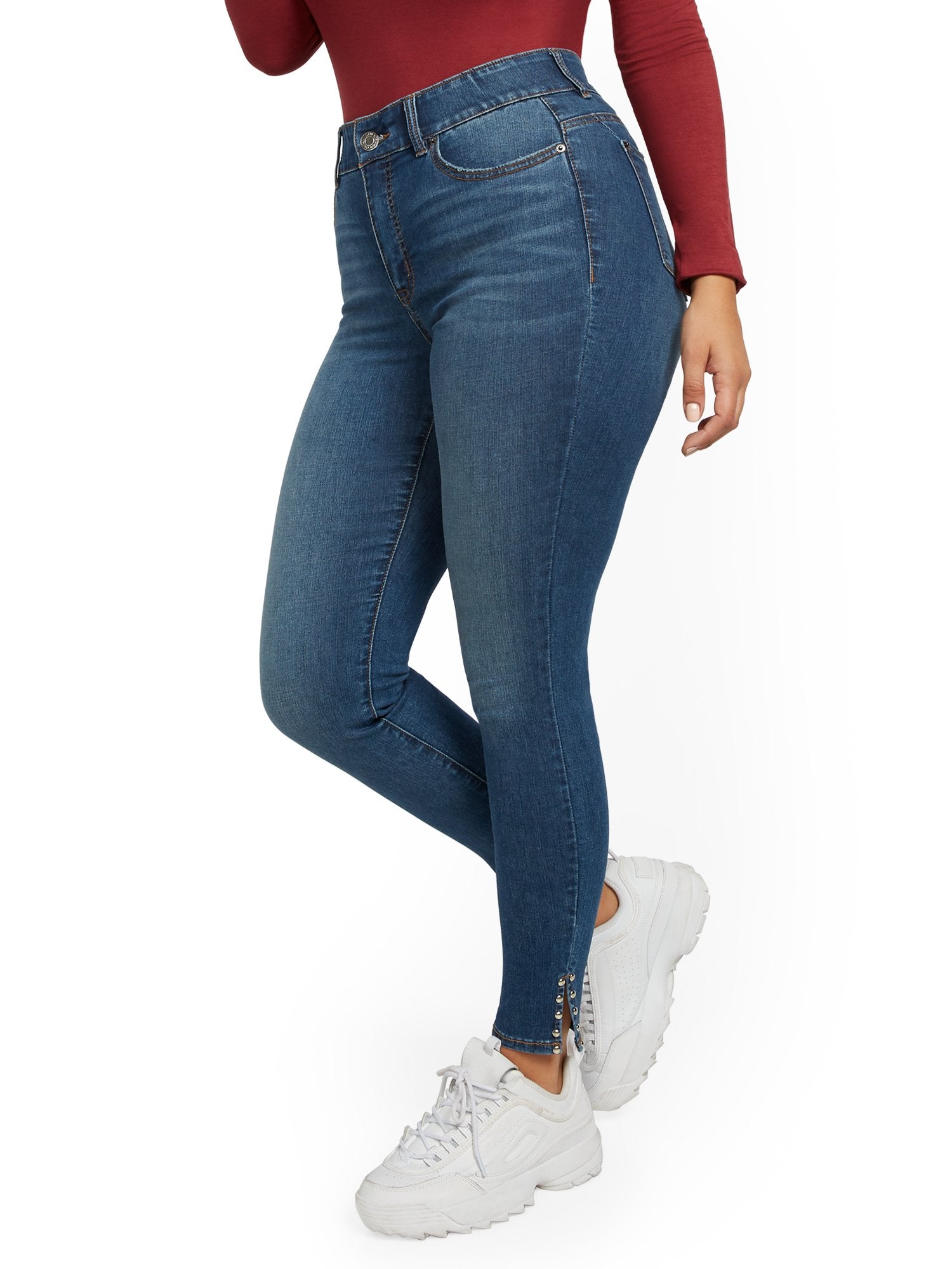 Mya Curvy High-Waisted Sculpting No Gap Super-Skinny Jeans - Precious Blue