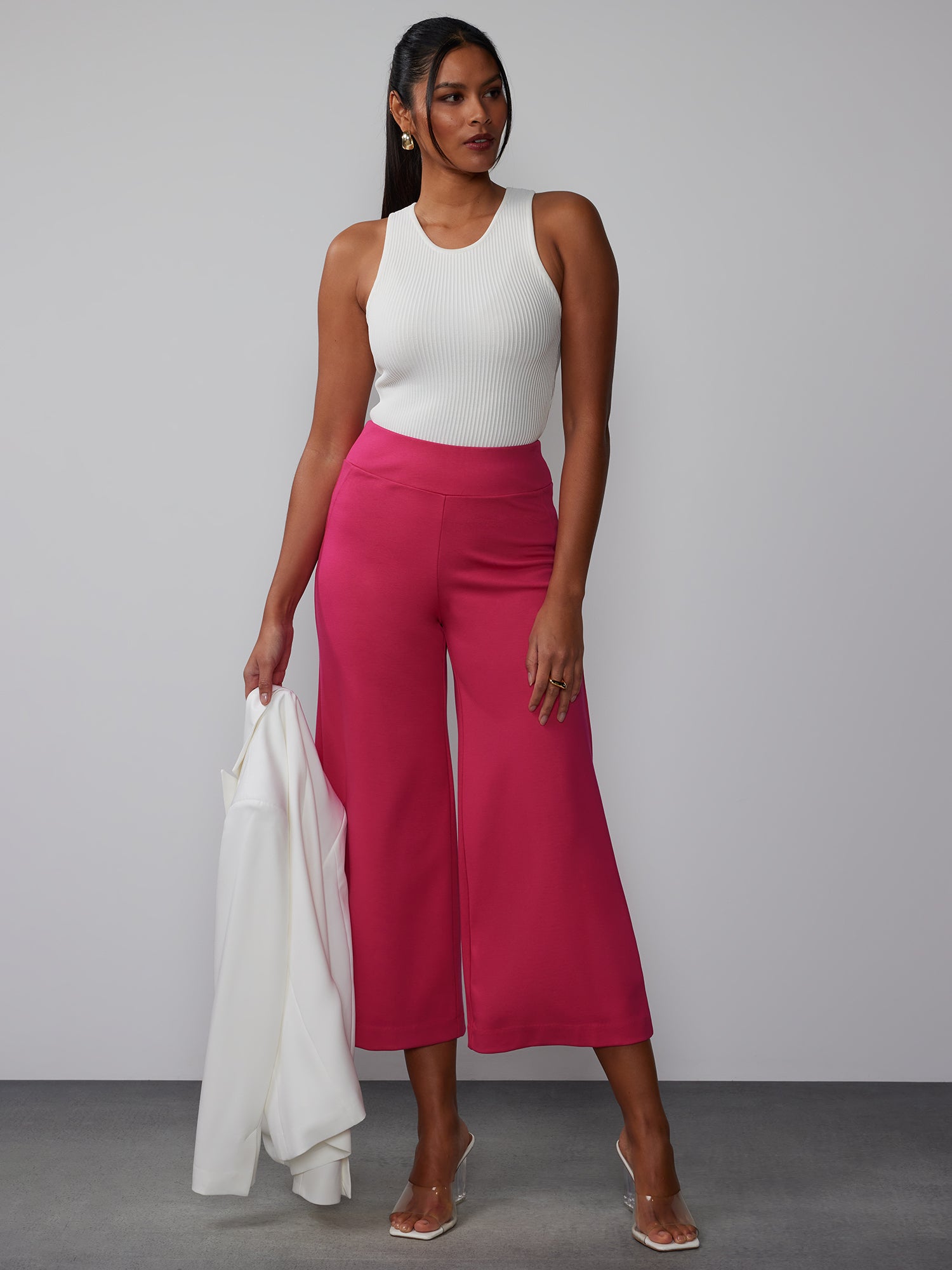 Ponte Pull On Palazzo Crop Pant