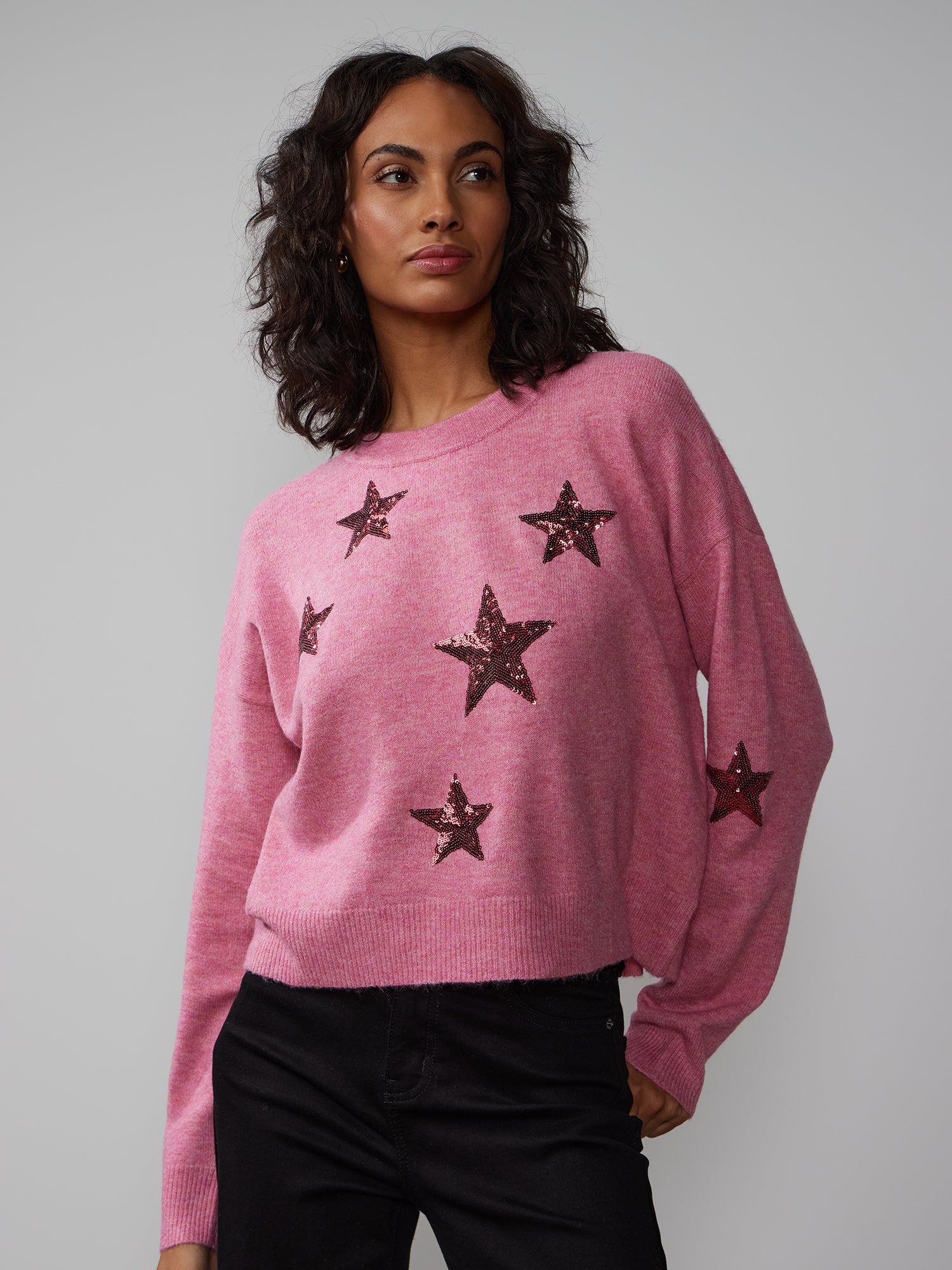 Long Sleeve Sequin Star Sweater | NY&Co