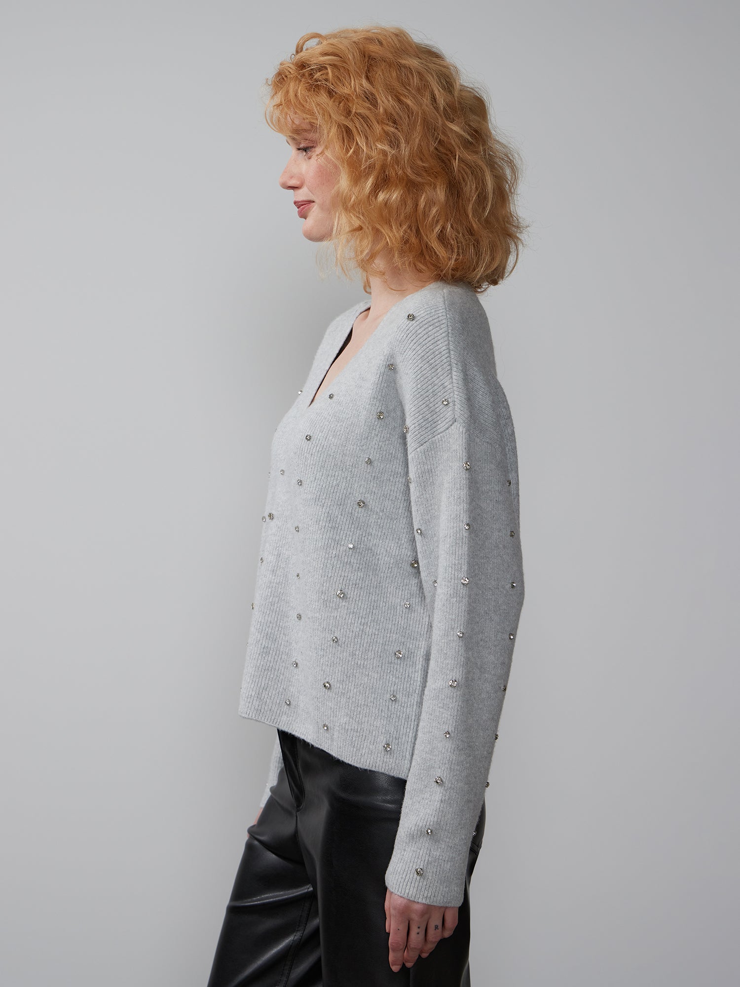 V-Neck Rhinestone Embellished Sweater | NY&Co