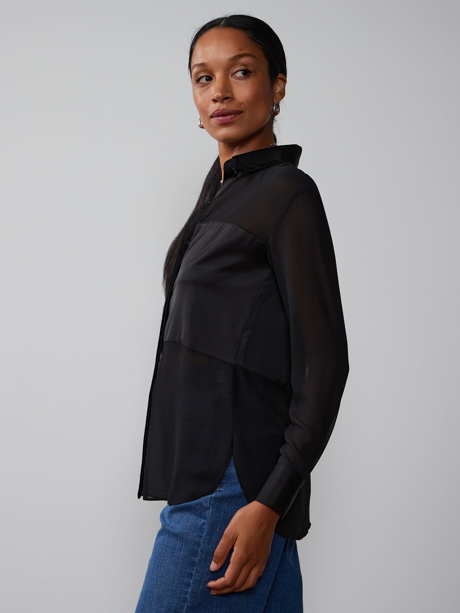 Button Front Chiffon Shirt | NY&Co