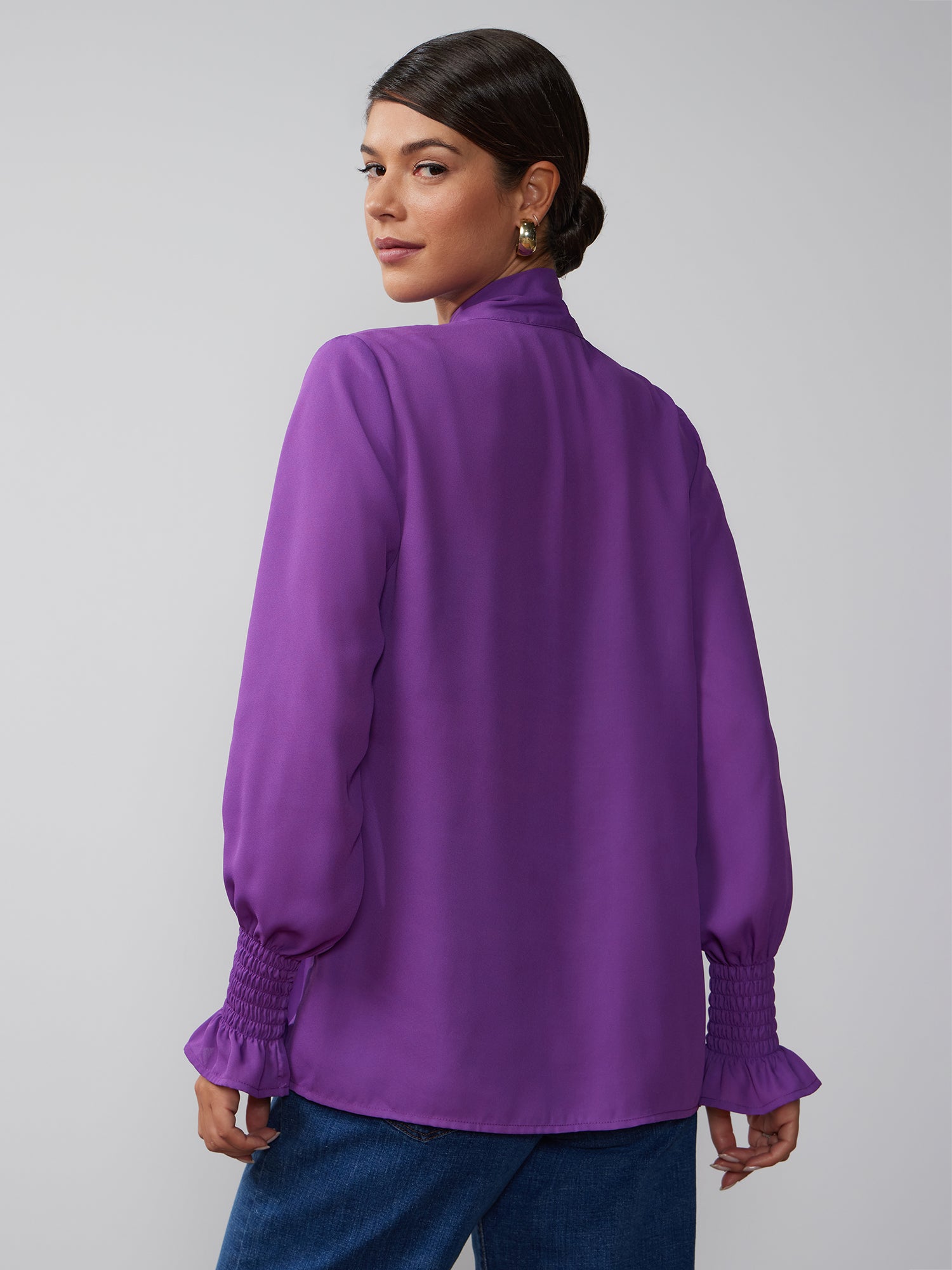 Long Sleeve Tie-Up Bow Neck Blouse | NY&Co