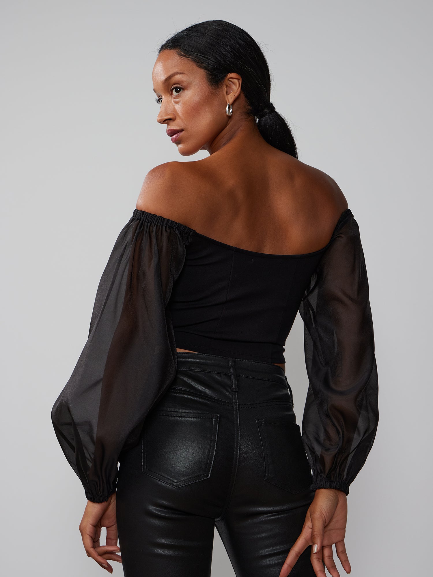 Sasha Embroidered Organza Sleeve Corset Top – Lea Clothing Co.