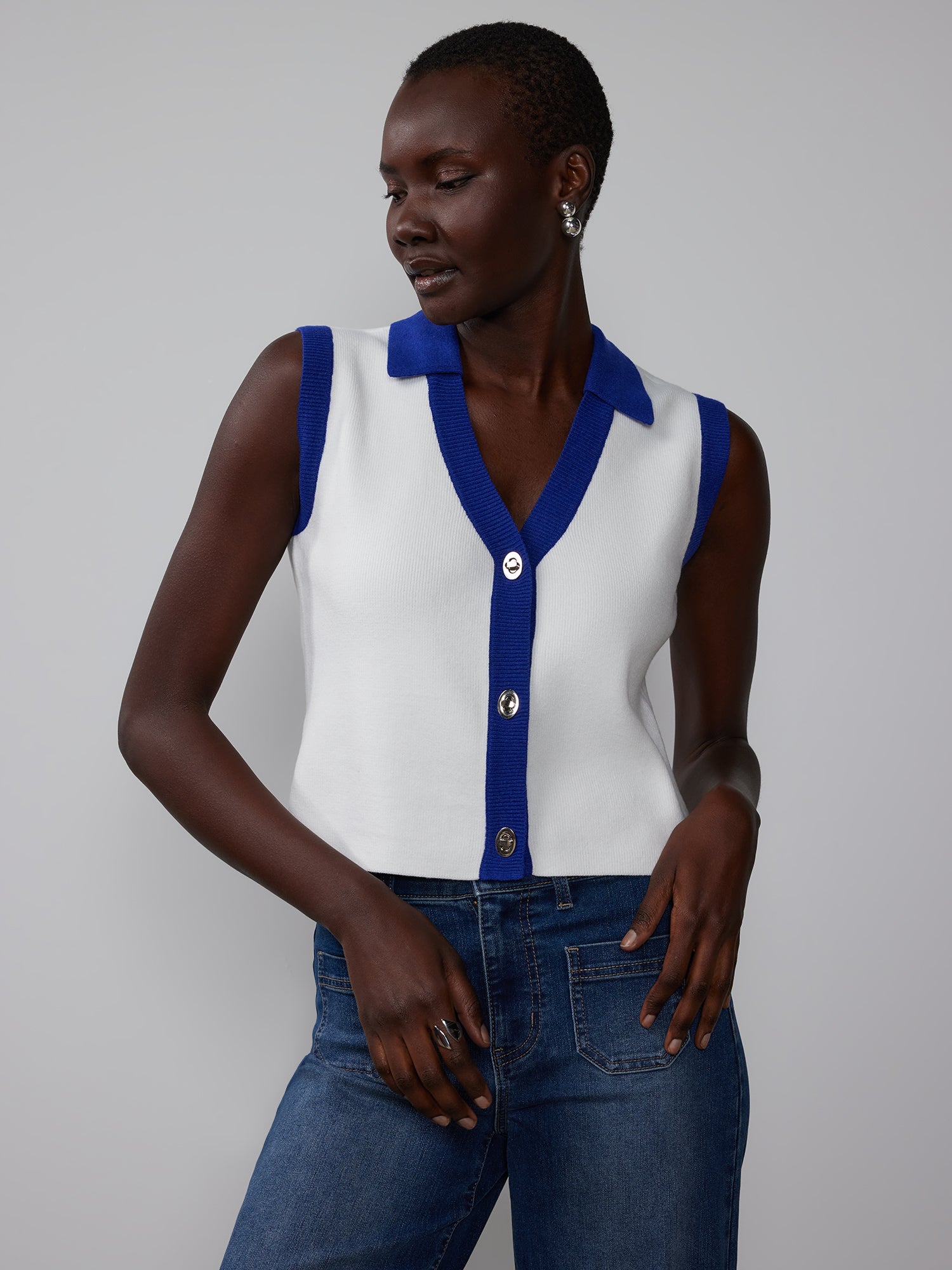 Ribbed Hardware Button Vest | NY&Co