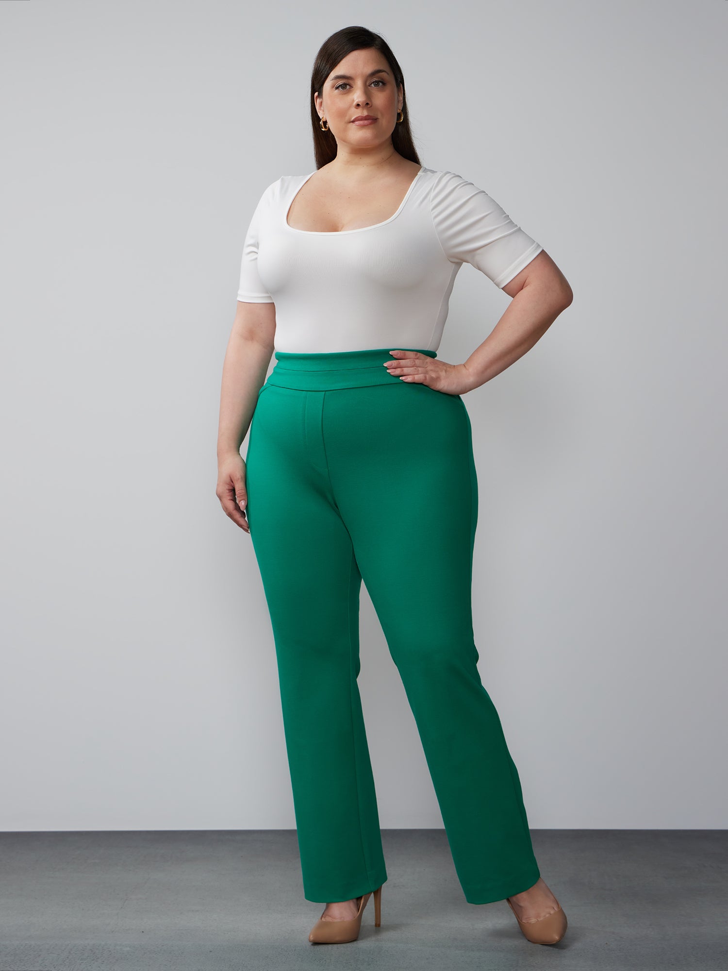 Plus High Rise Straight Leg Ponte Pant