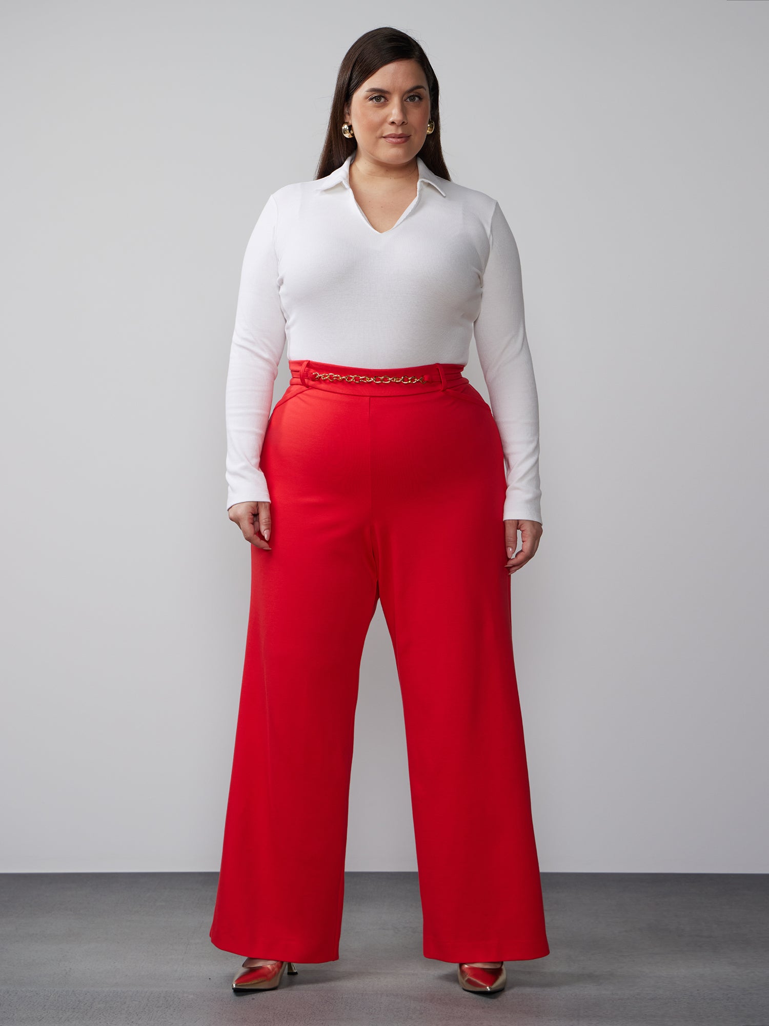 Plus High Rise Wide Leg Ponte Pant