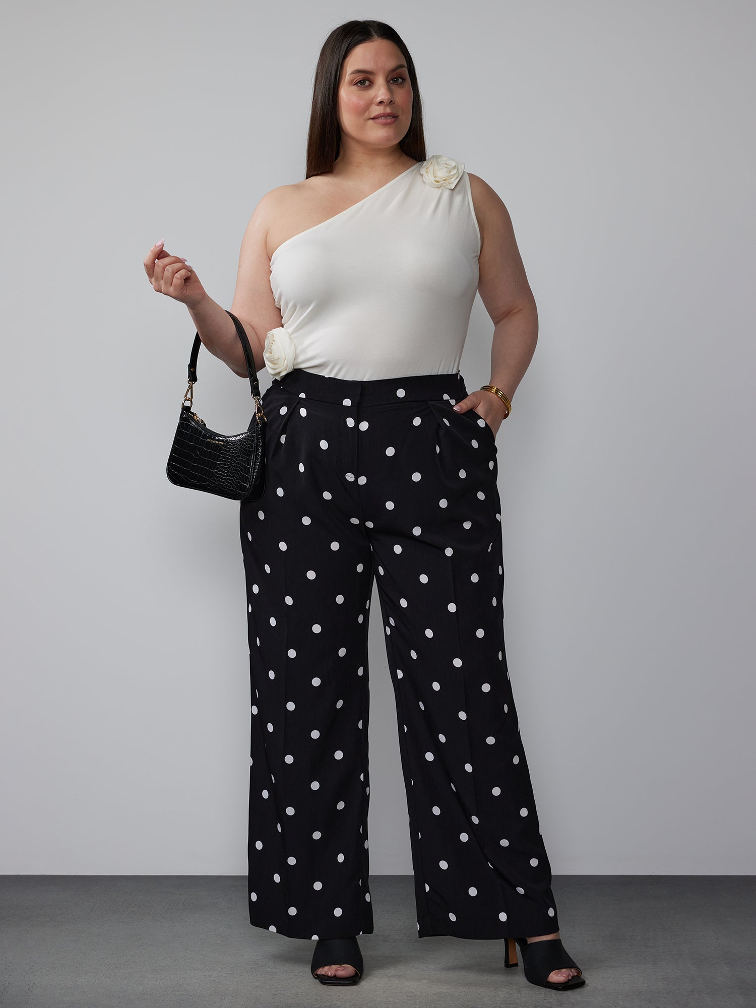 Plus Size Black Super Wide Leg Palazzo Trousers