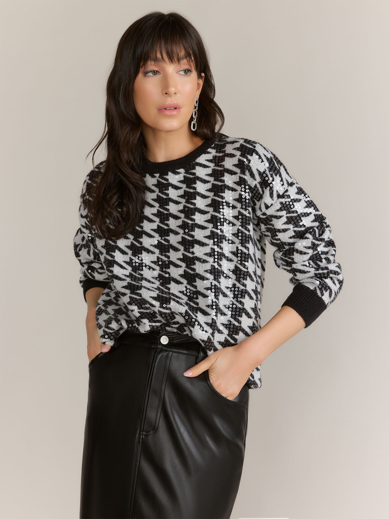 Dreamers Sequin Houndstooth Pullover - Brands We Love | NY&Co