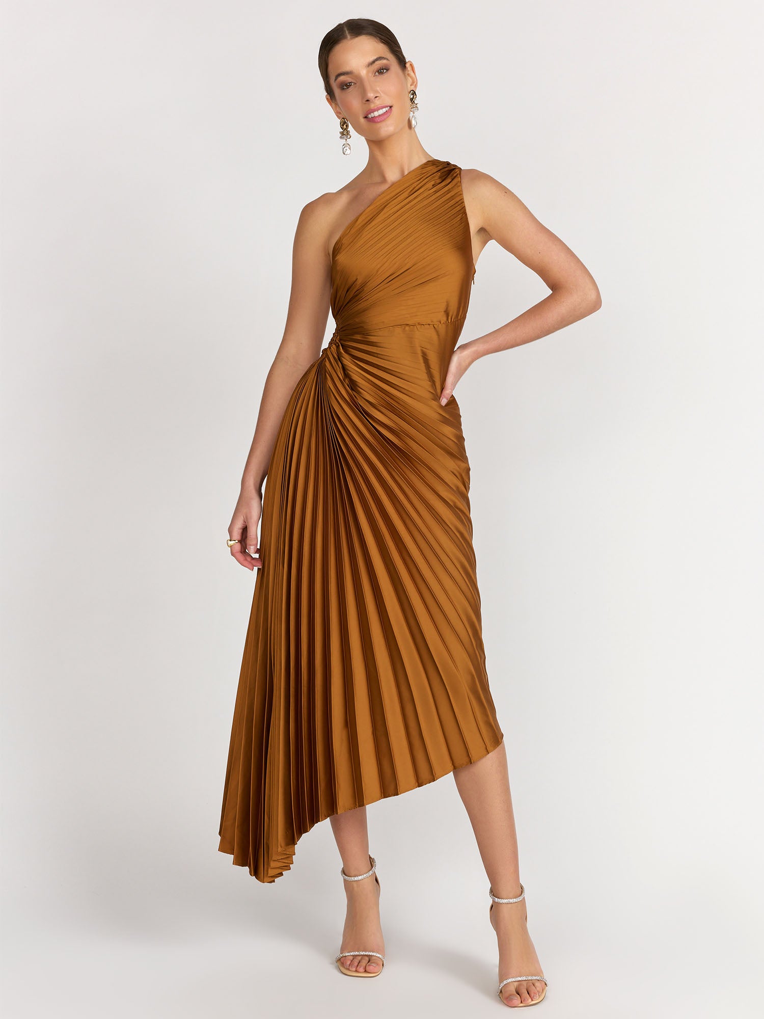 Dress Forum One Shoulder Pleated Asymmetrical Dress - Brands