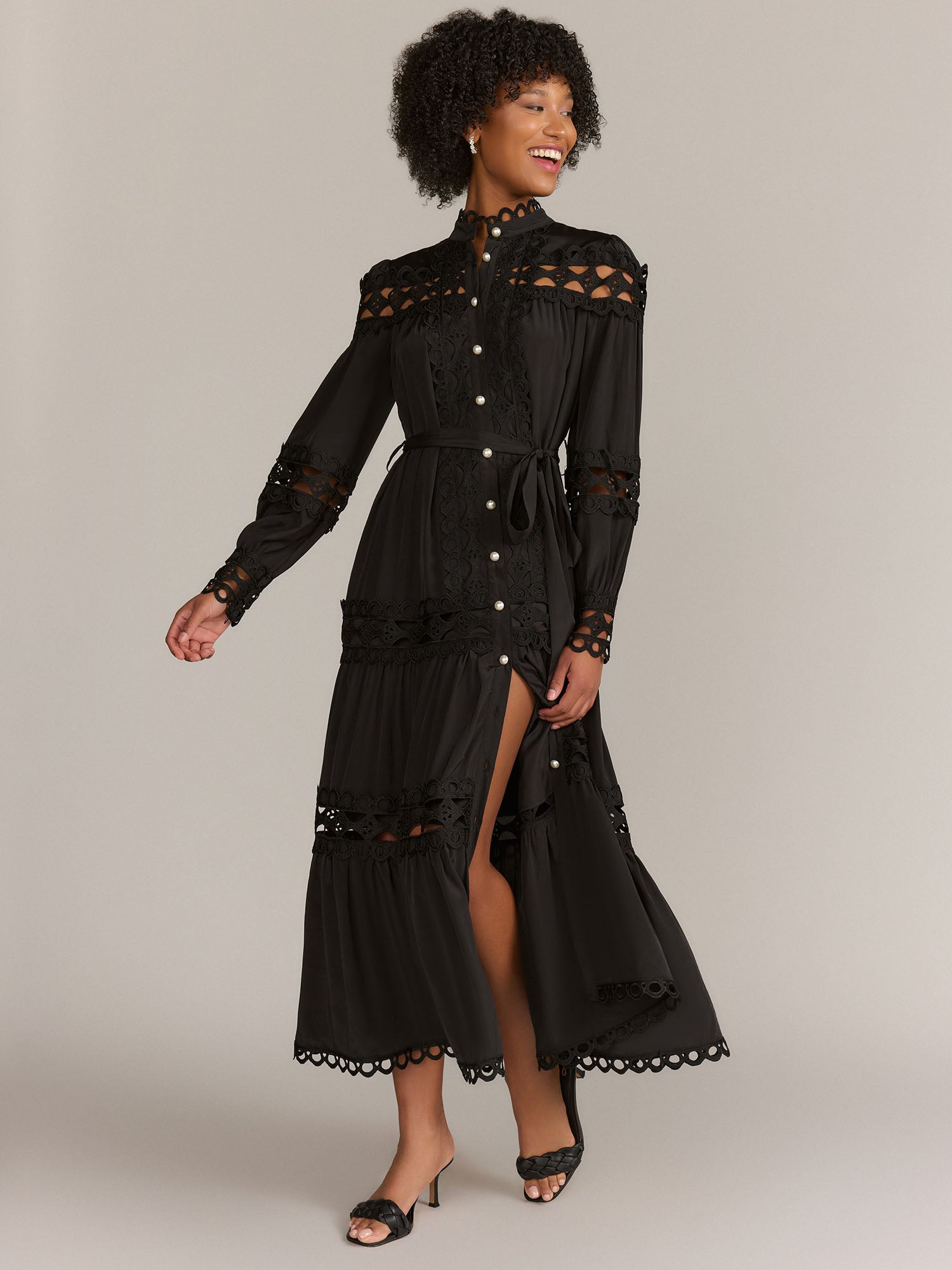 INA Long Sleeve Lace Inset Maxi Dress - Brands We Love