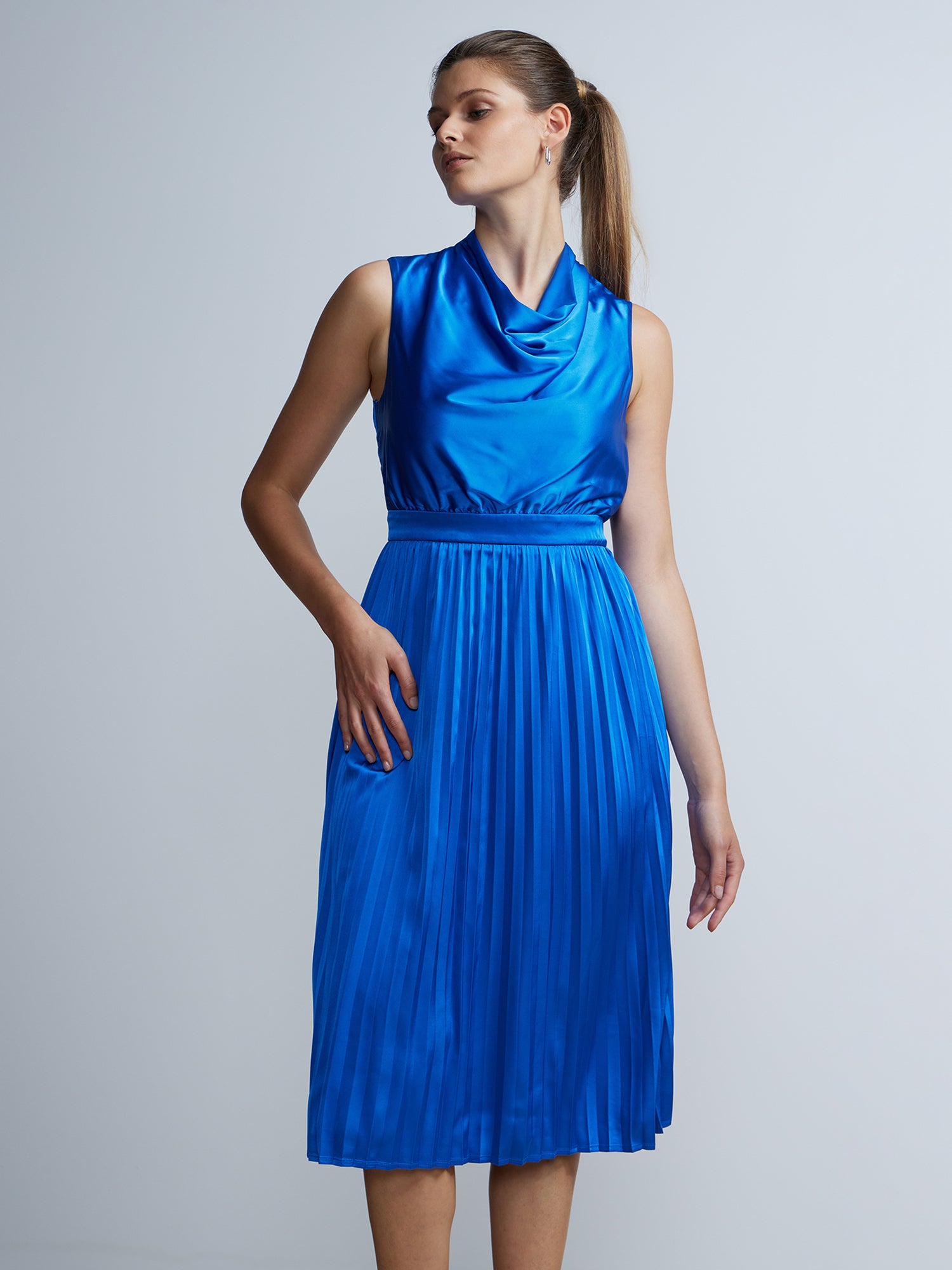 Pleated Cowl Neck Dress | NY&Co