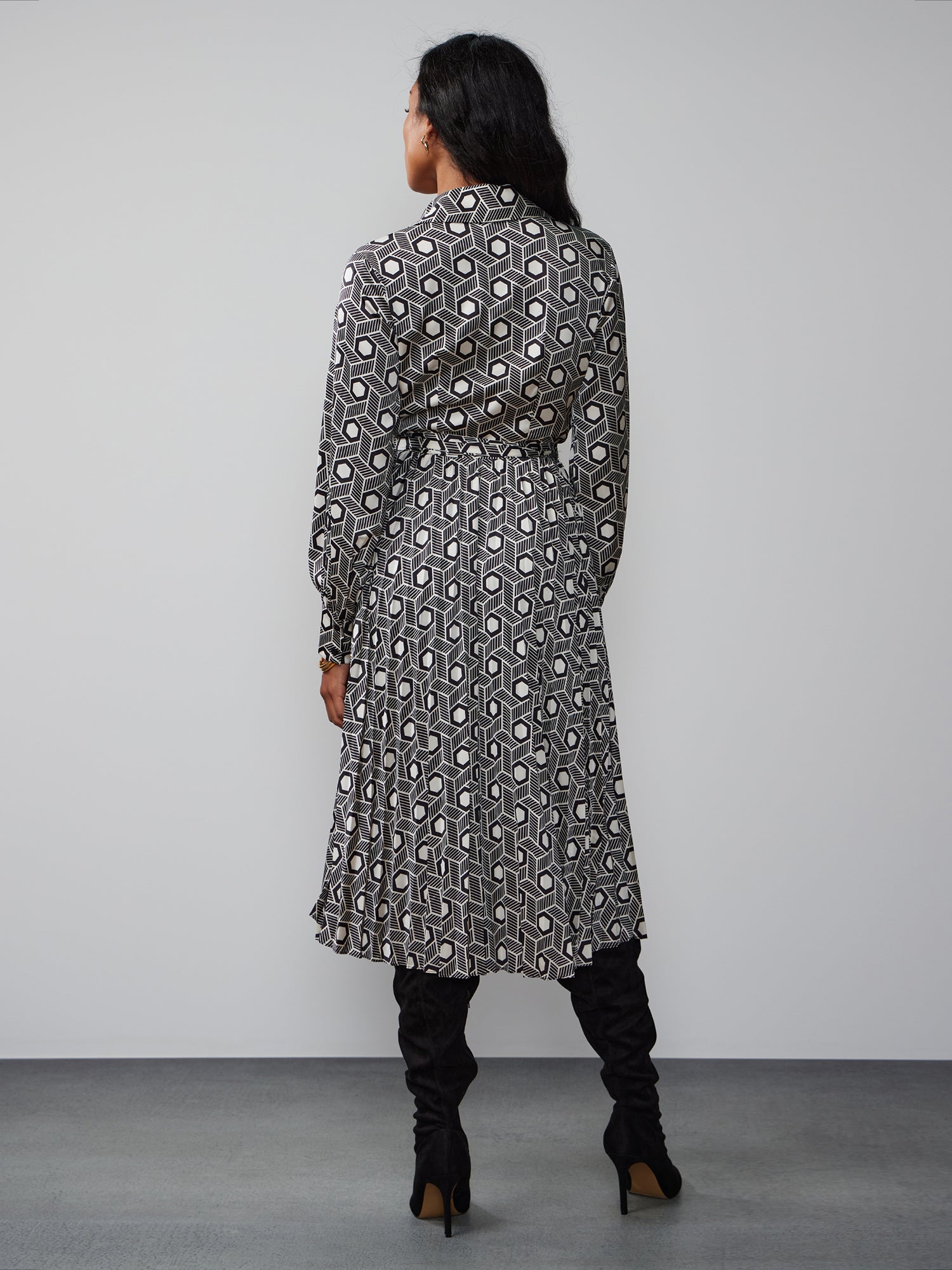 Long Sleeve Geometric Print Shirt Dress | NY&Co