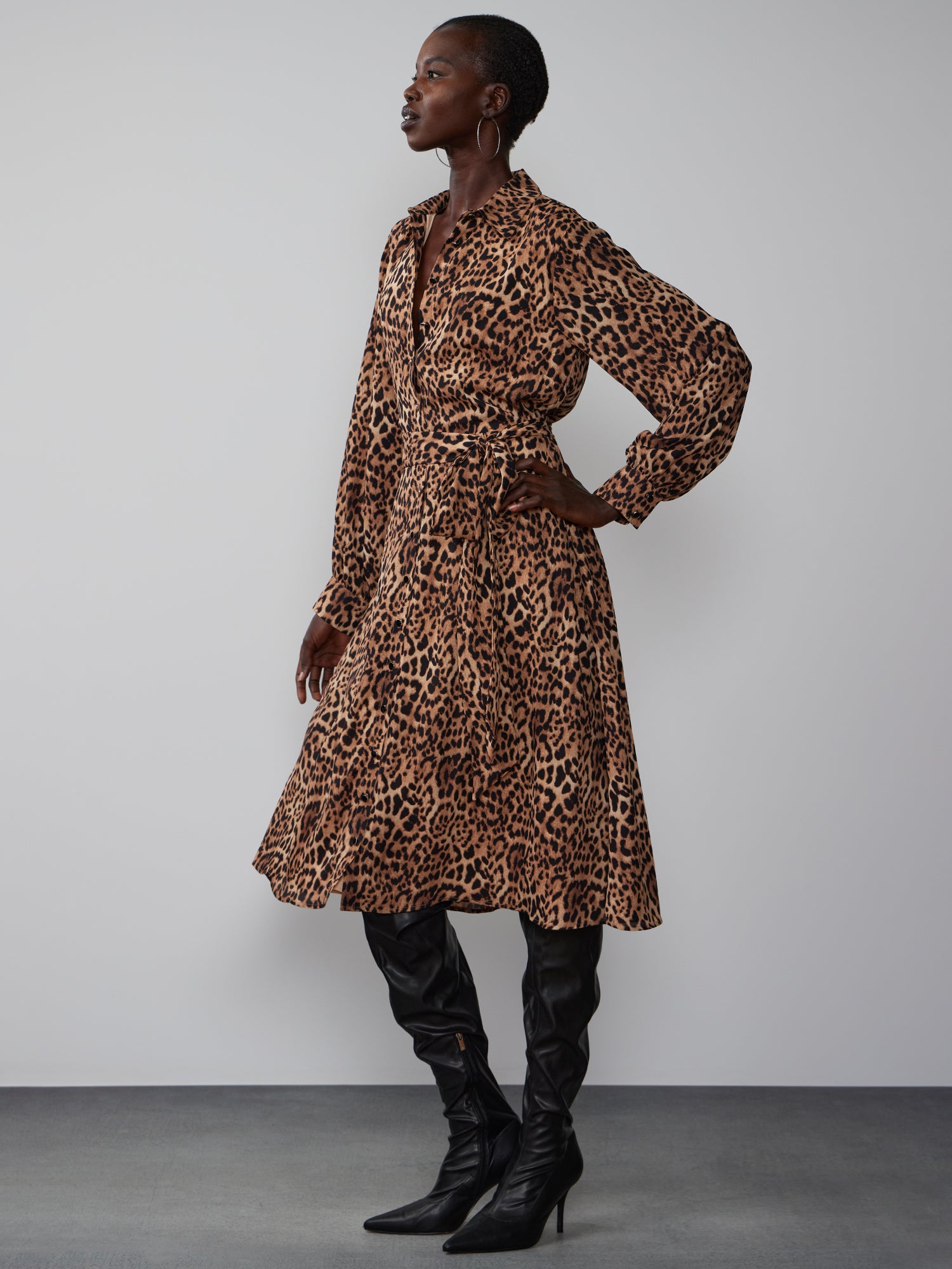 Long Sleeve Leopard Print Shirt Dress | NY&Co