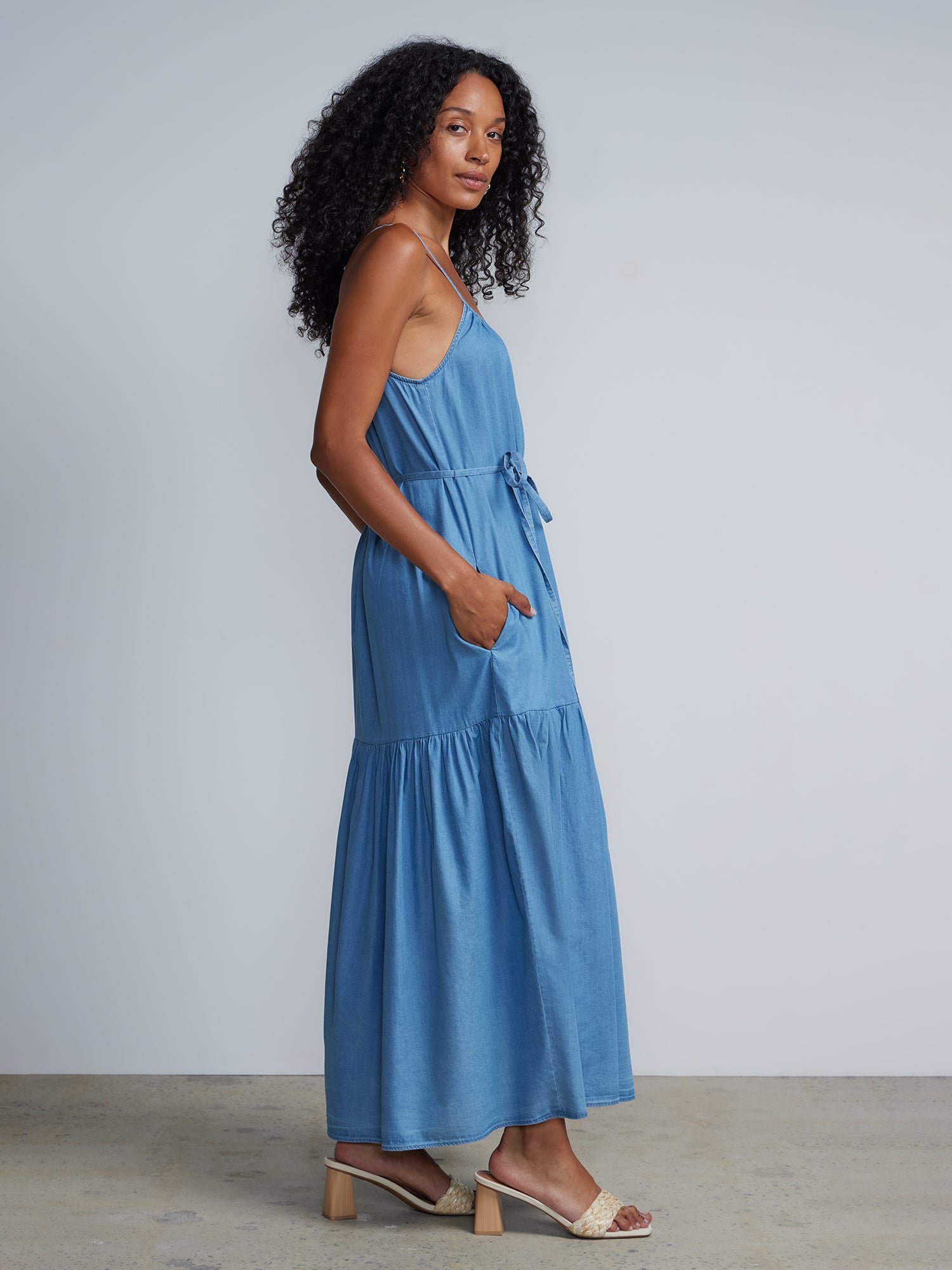 Tencel Tiered Waist-Tie Maxi Dress | NY&Co