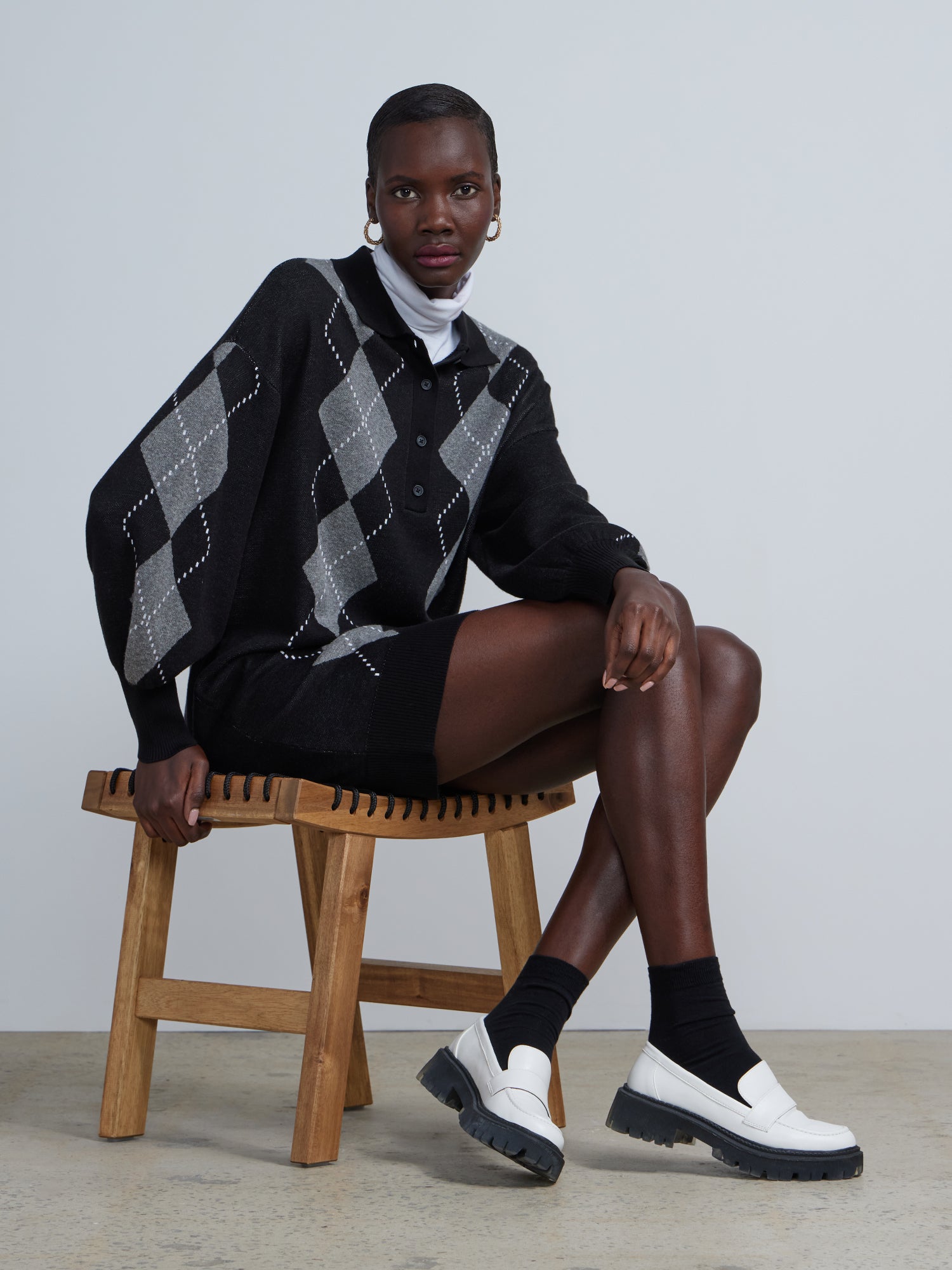 Collared Argyle Plaid Sweater Dress New York Company