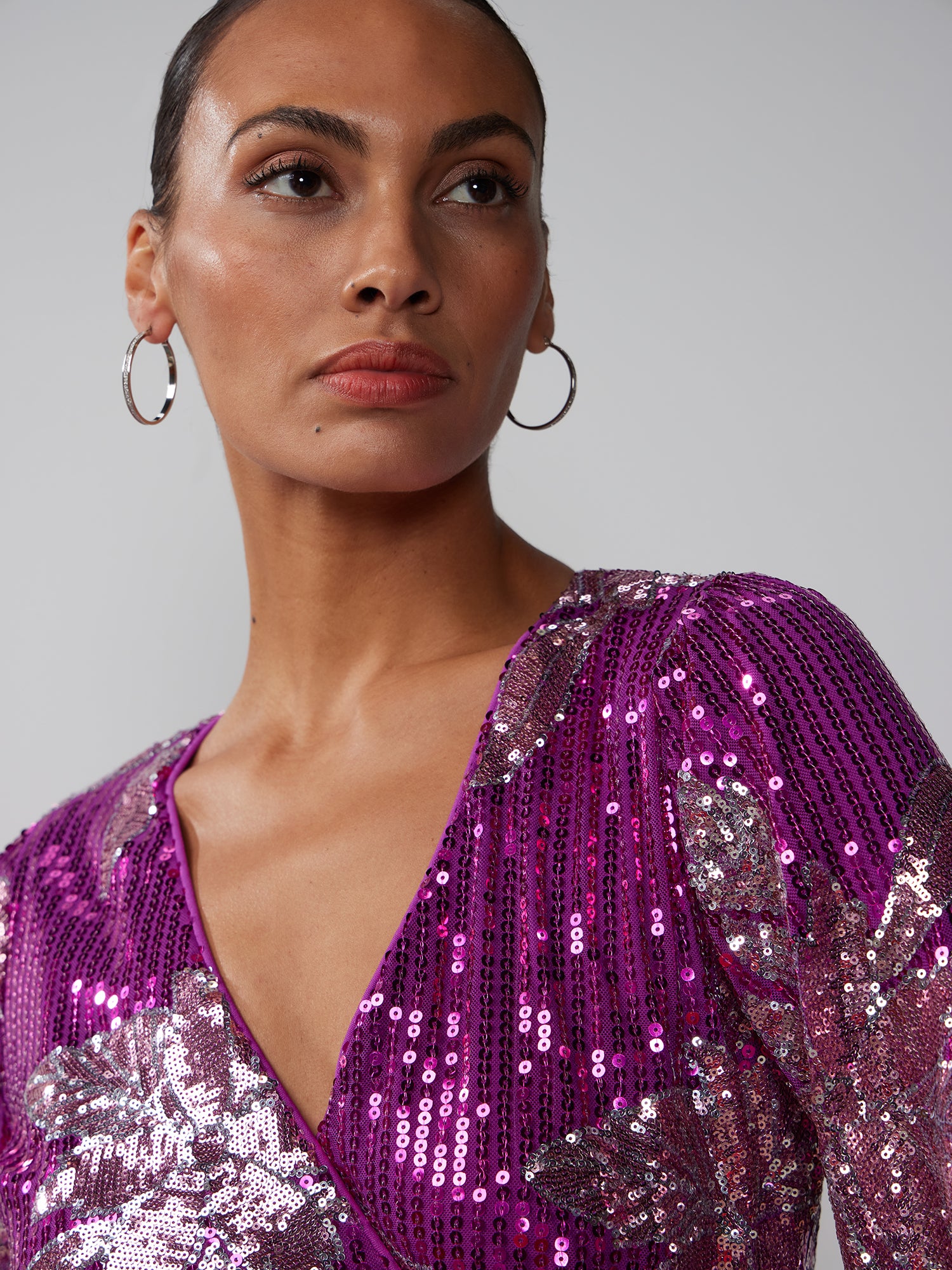 Long Sleeve Sequin Wrap Dress | NY&Co