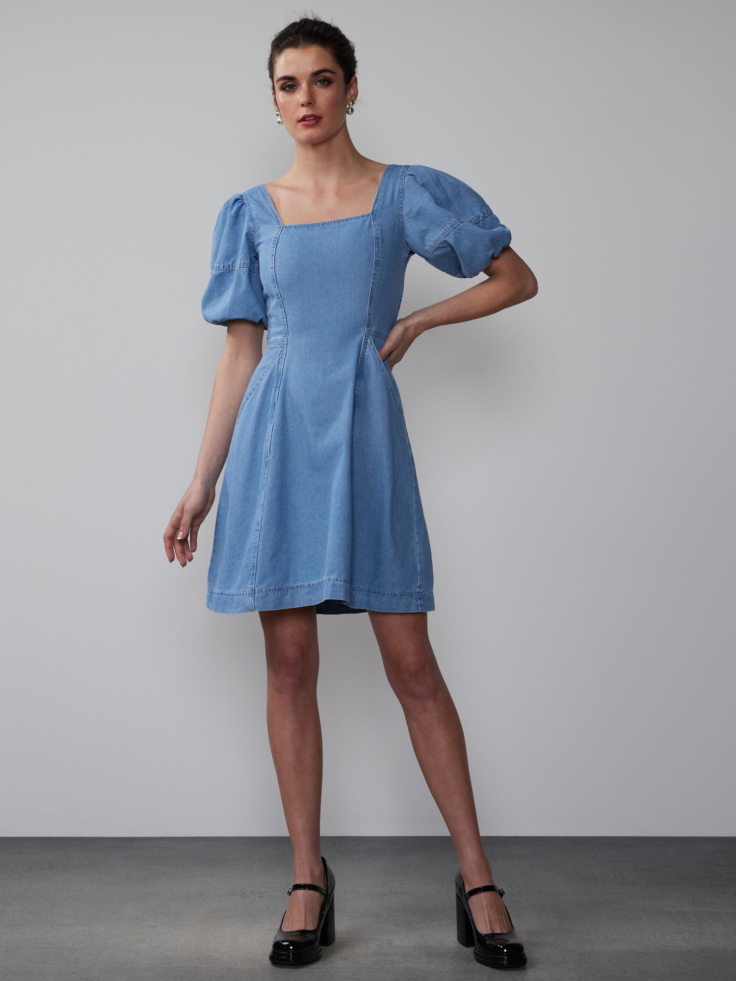  QINSEN Womens Airy Blue Mini Dress for Casual Long