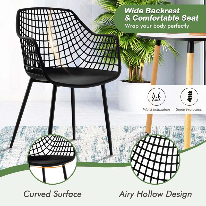 Eletriclife Set of 4 Heavy Duty Modern Dining Chair with Airy Hollow Backrest