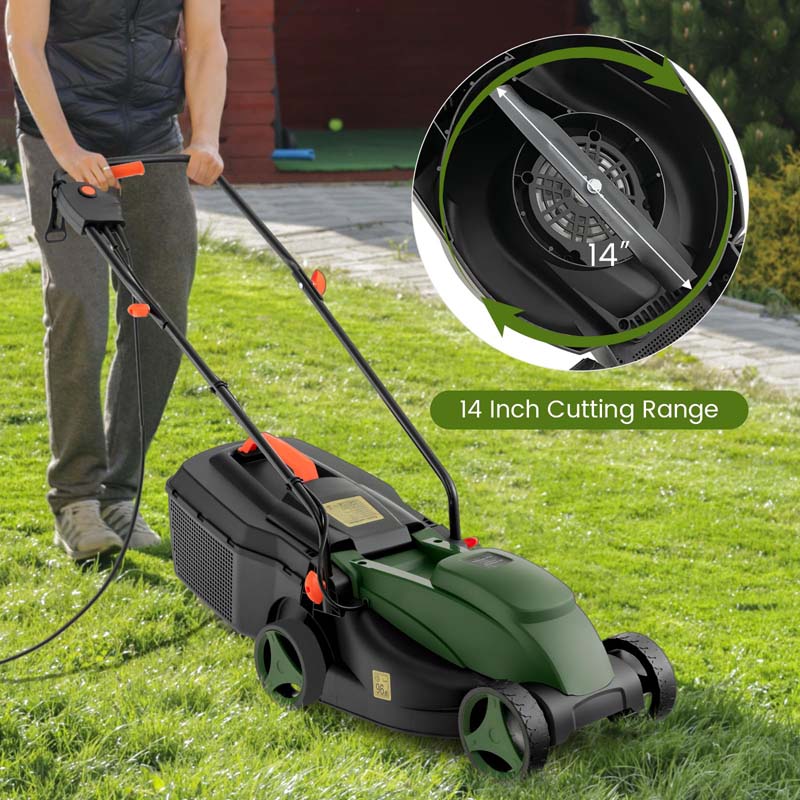 Eletriclife 10-AMP 13.5 Inch Electric Corded Lawn Mower with Collection Box