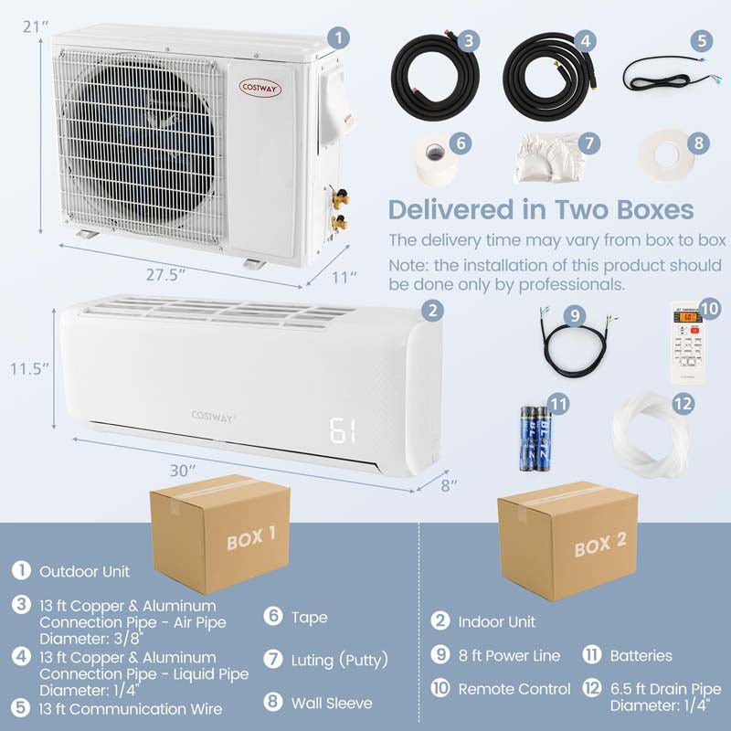 Eletriclife 12000BTU 21 SEER2 208-230V Mini Split Air Conditioner and Heater