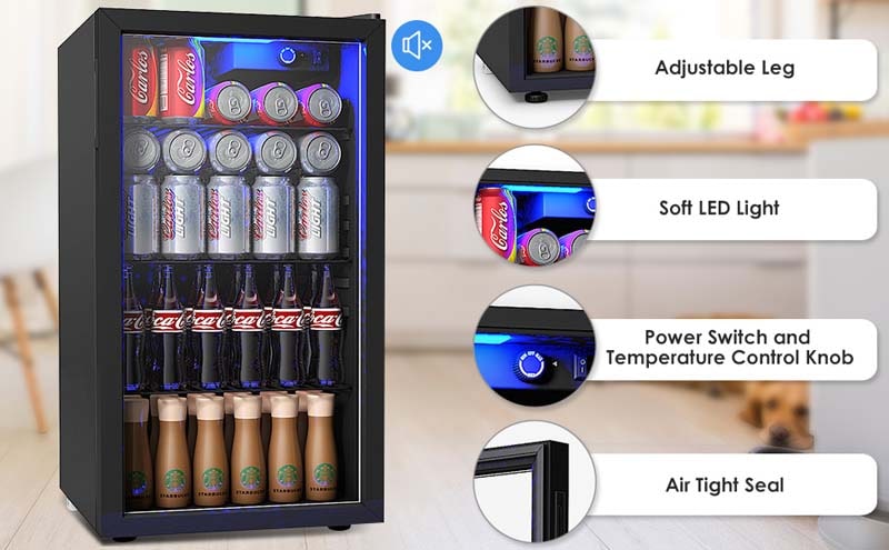 Chairliving 2-in-1 Mini Wine Cooler 120 Cans Built-In or Freestanding Beverage Refrigerator Beer Fridge with LED Light