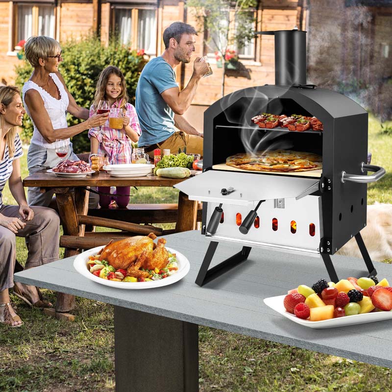 Eletriclife Outdoor Pizza Oven with Anti-scalding Handles and Foldable Legs