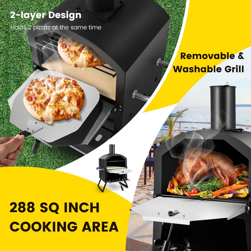 Eletriclife Outdoor Pizza Oven with Anti-scalding Handles and Foldable Legs