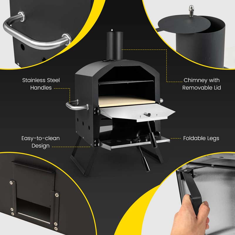 Eletriclife Outdoor Pizza Oven with Anti-scalding Handles and Foldable Legs