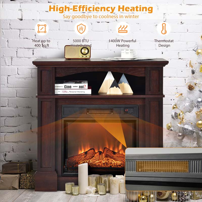 Eletriclife 23-inch Electric Fireplace Insert 1400W Recessed Fireplace Heater