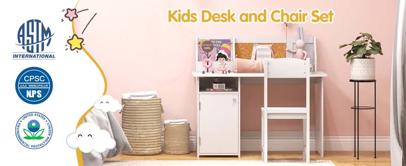 Eletriclife Wooden Kids Study Desk and Chair Set