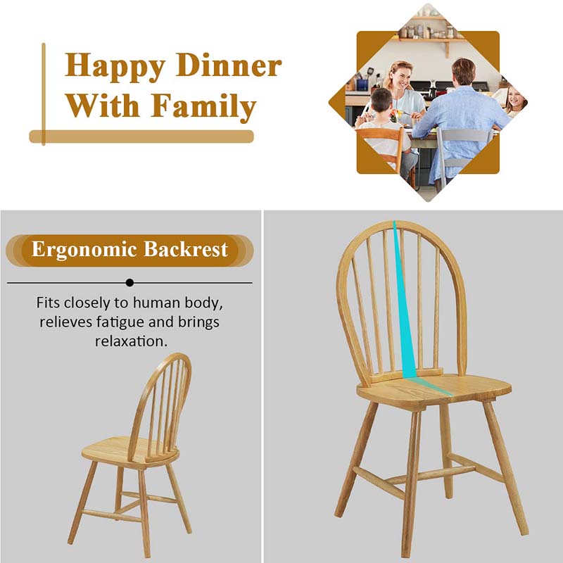 Eletriclife Set of 2 Vintage Windsor Wood Chair with Spindle Back