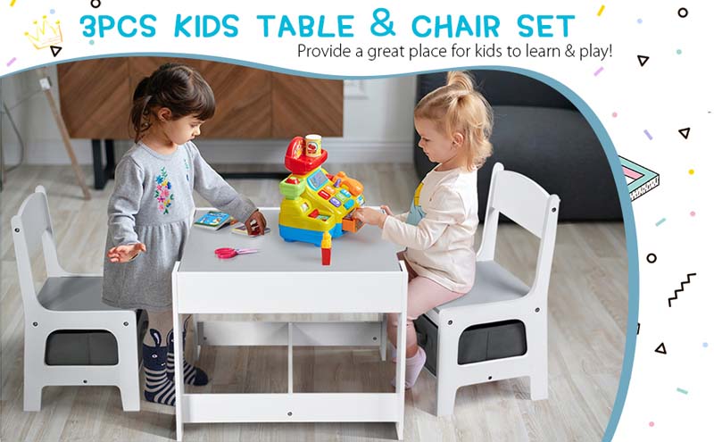 Eletriclife 3-in-1 Wooden Kids Table and Chair Set