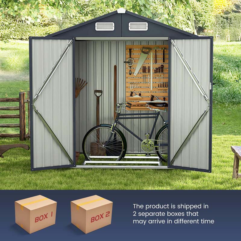 Eletriclife 6.3 x 3.5 FT Outdoor Metal Storage Shed with Base Floor