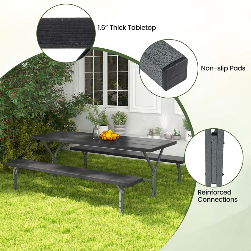 Eletriclife 6 Feet Picnic Table Bench Set with HDPE Tabletop