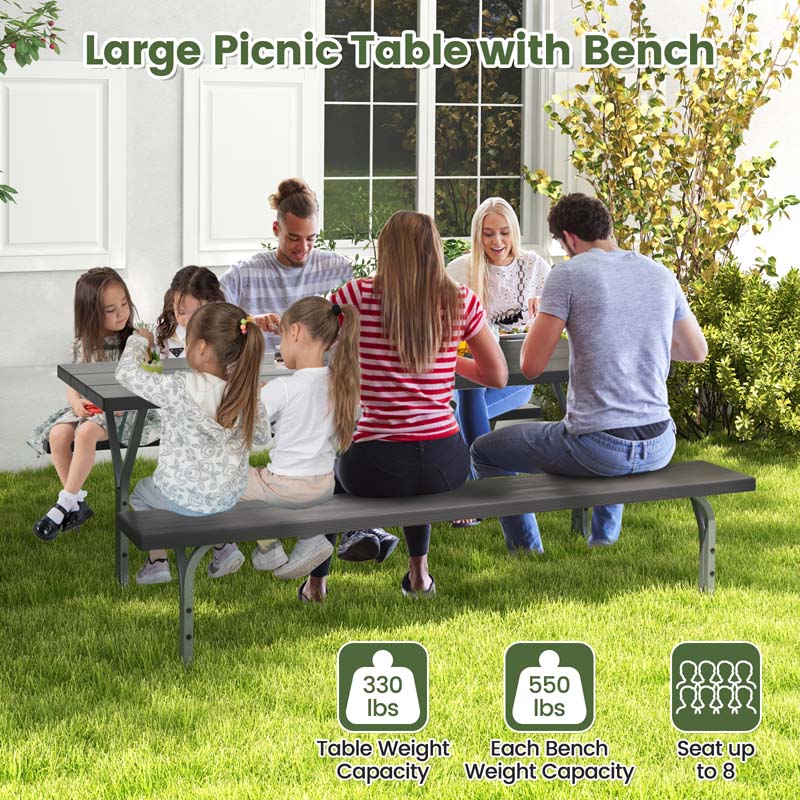 Eletriclife 6 Feet Picnic Table Bench Set with HDPE Tabletop