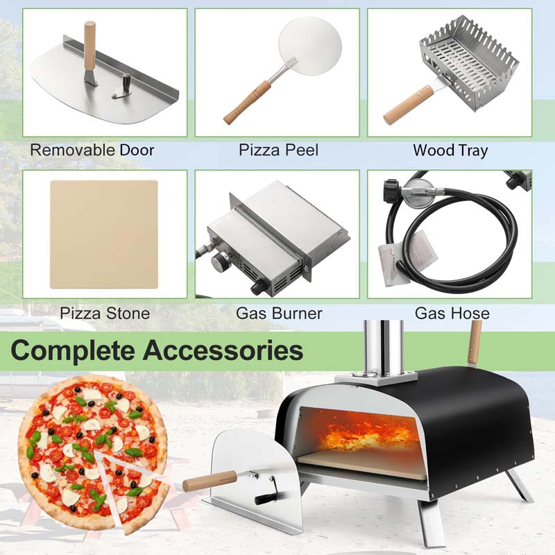 Eletriclife Portable Stainless Steel Outdoor Pizza Oven with 13 Inch Pizza Stone