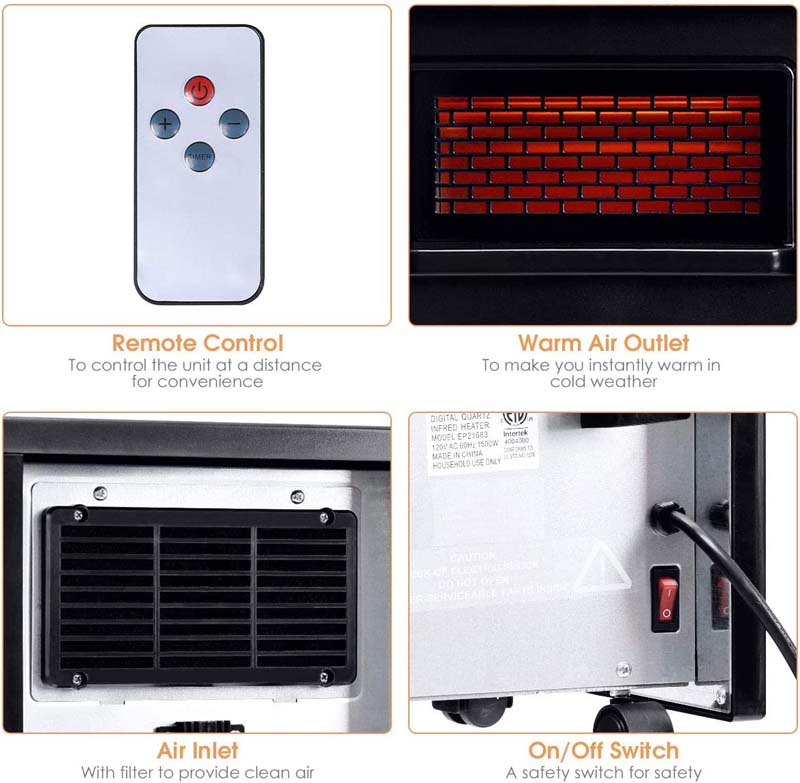 Eletriclife 1500W Electric Remote Infrared Space Heater